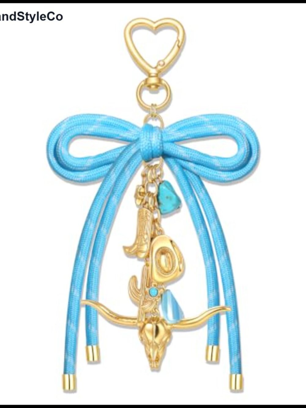 Western Bag Charms Keychain Nylon Rope Bow Cowboy Boot Purse Charm